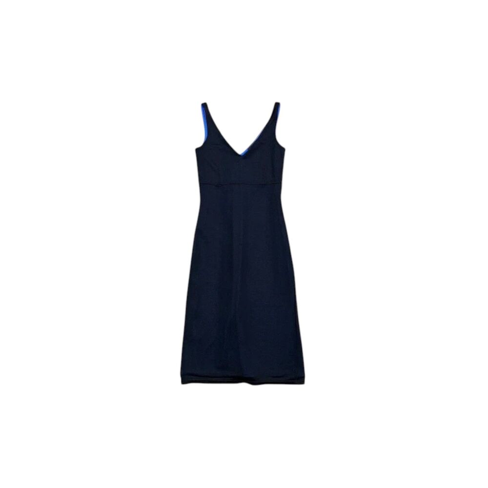 1990s Y2k Ralph Lauren black mesh dress w electric blue lining size xs